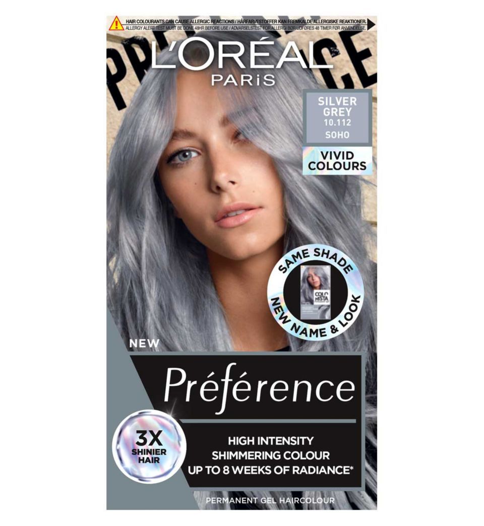 Preference Vivids Permanent Gel Hair Dye, Silver Grey 10.11, long-lasting, high-intensity hair colour