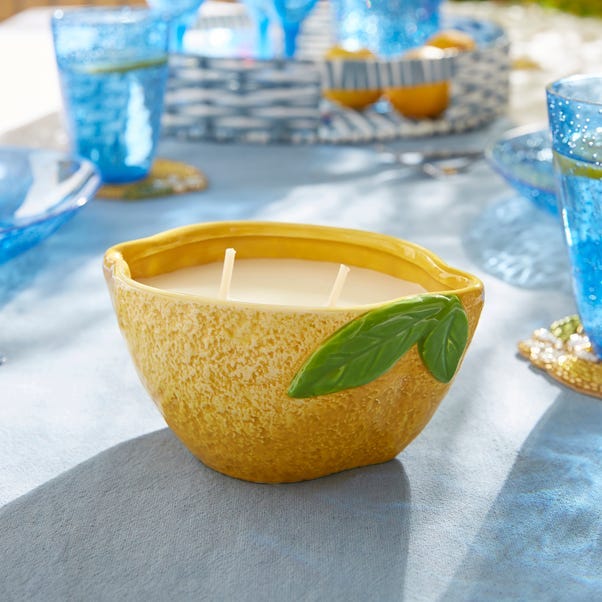Lemon Shaped Citronella and Eucalyptus Oil Muti Wick Candle