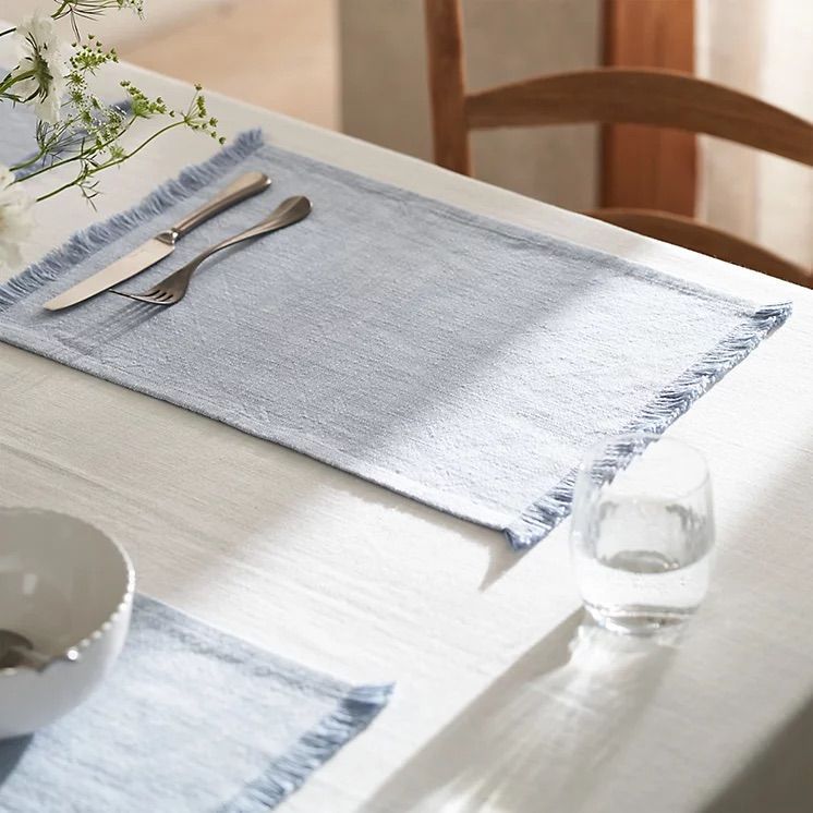 Soft Blue Fringed Placemats