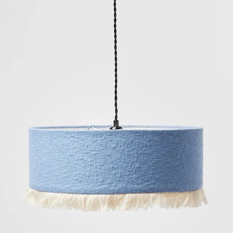 Alma Blue Boucle Tassel Lamp Shade