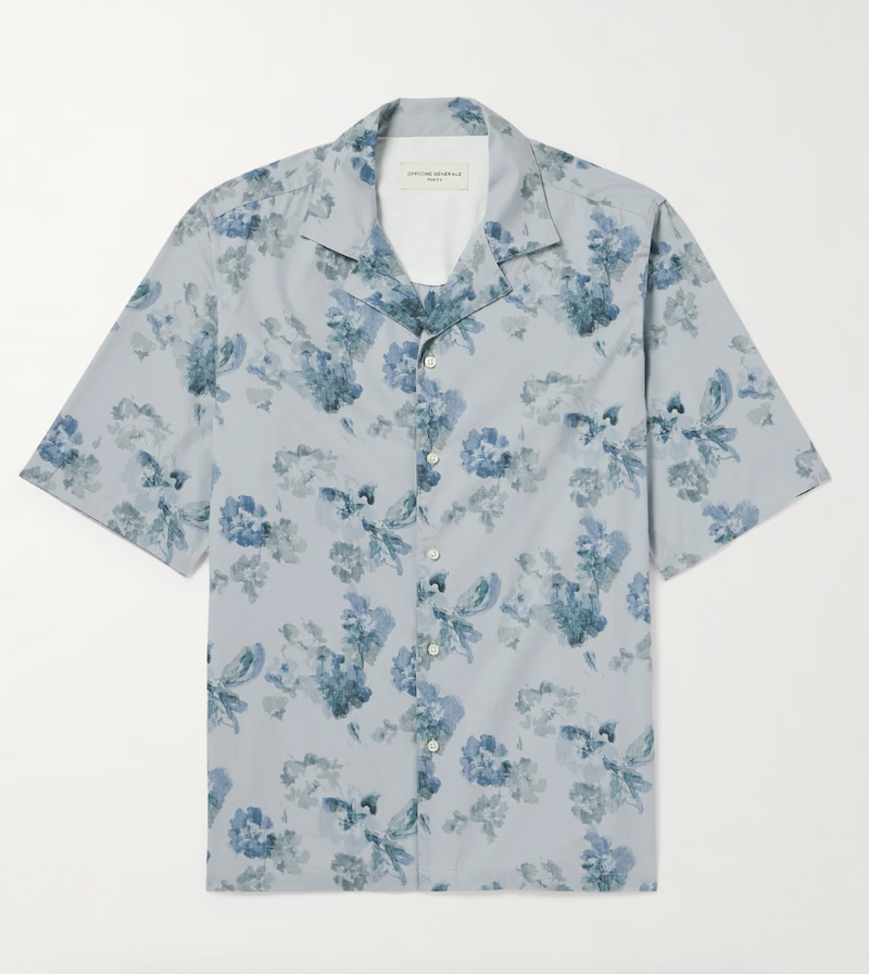 Eren Camp-Collar Floral-Print Cotton-Poplin Shirt