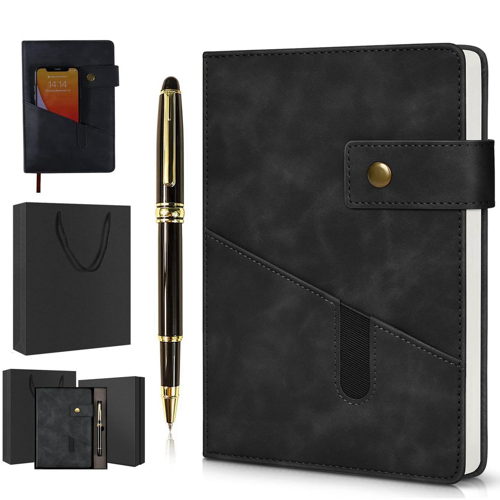 Black A5 Lined Leather Journal