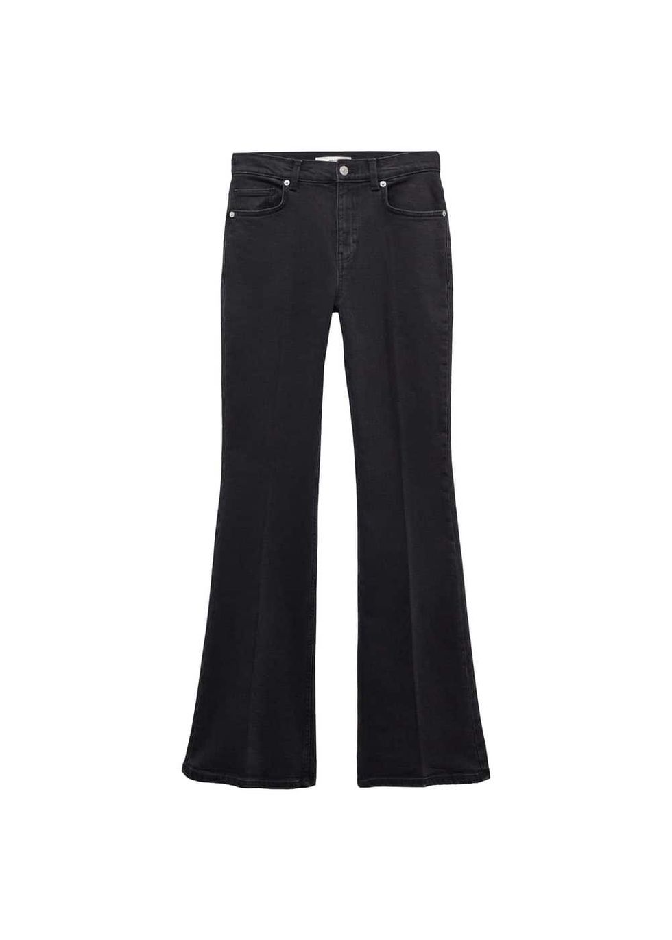 High-waist flared jeans black denim - 14 - Women