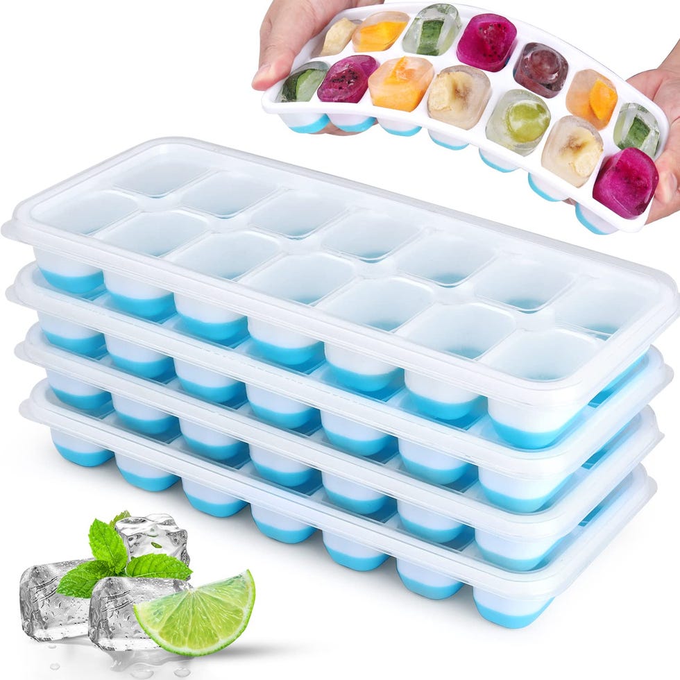 4 moldes de hielo con tapa
