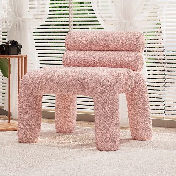 Pink Boucle Accent Chair