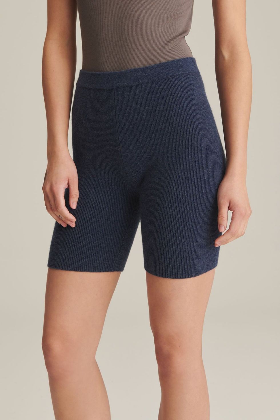Recycled Cashmere Ribbed Biker Short