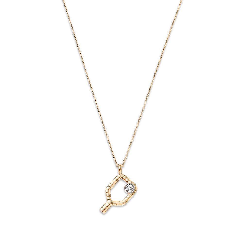Diamond Pickleball Racket Pendant Necklace in 14K Yellow Gold, 0.07 ct. t.w.