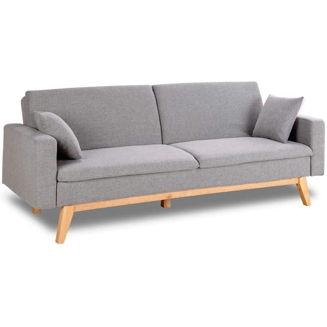 Sofá cama de 3 plazas Reine gris claro