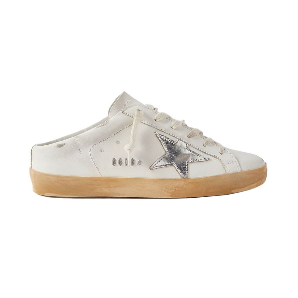 Superstar Sabot Distressed Leather Slip-On Sneakers