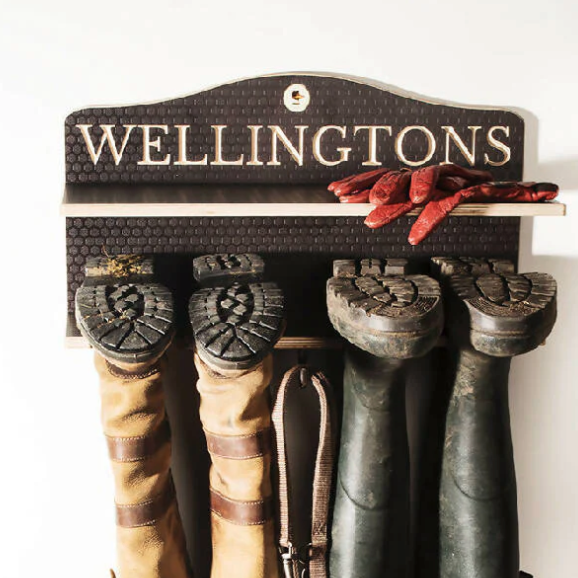 Wooden Welly Rack In Brown