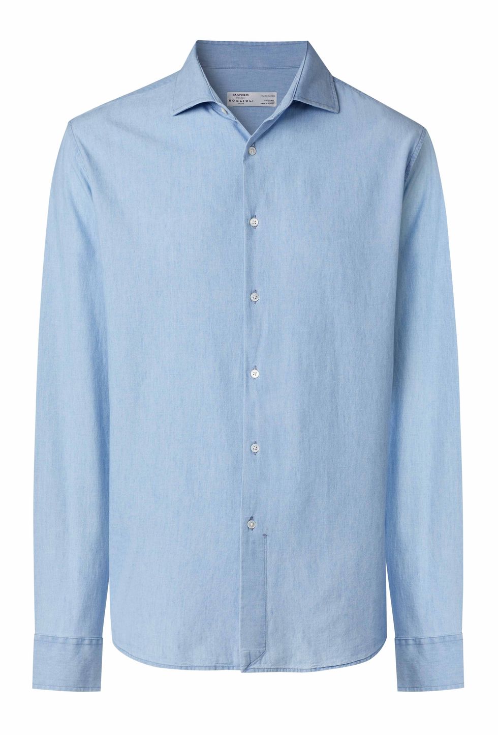 Camisa azul slim fit de algodón