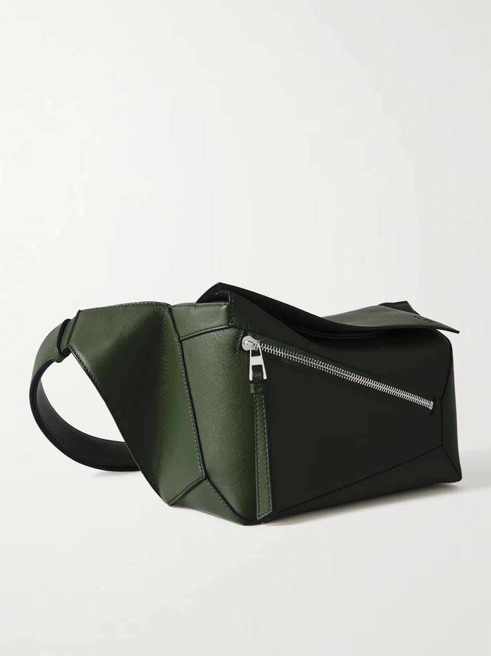 Puzzle Debossed Textured-Leather Belt Bag
