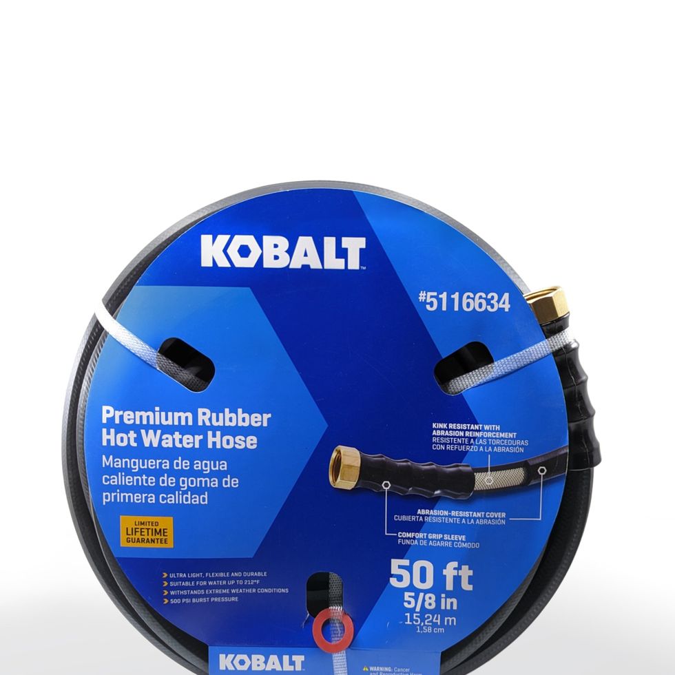 Kobalt Manual Reel w/3/8-in x 50-Ft Rubber Hose in the Air