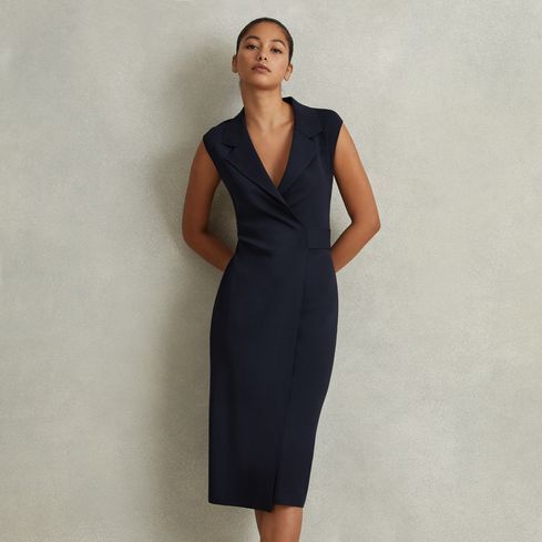 Elle Knitted Wrap-Front Midi Dress