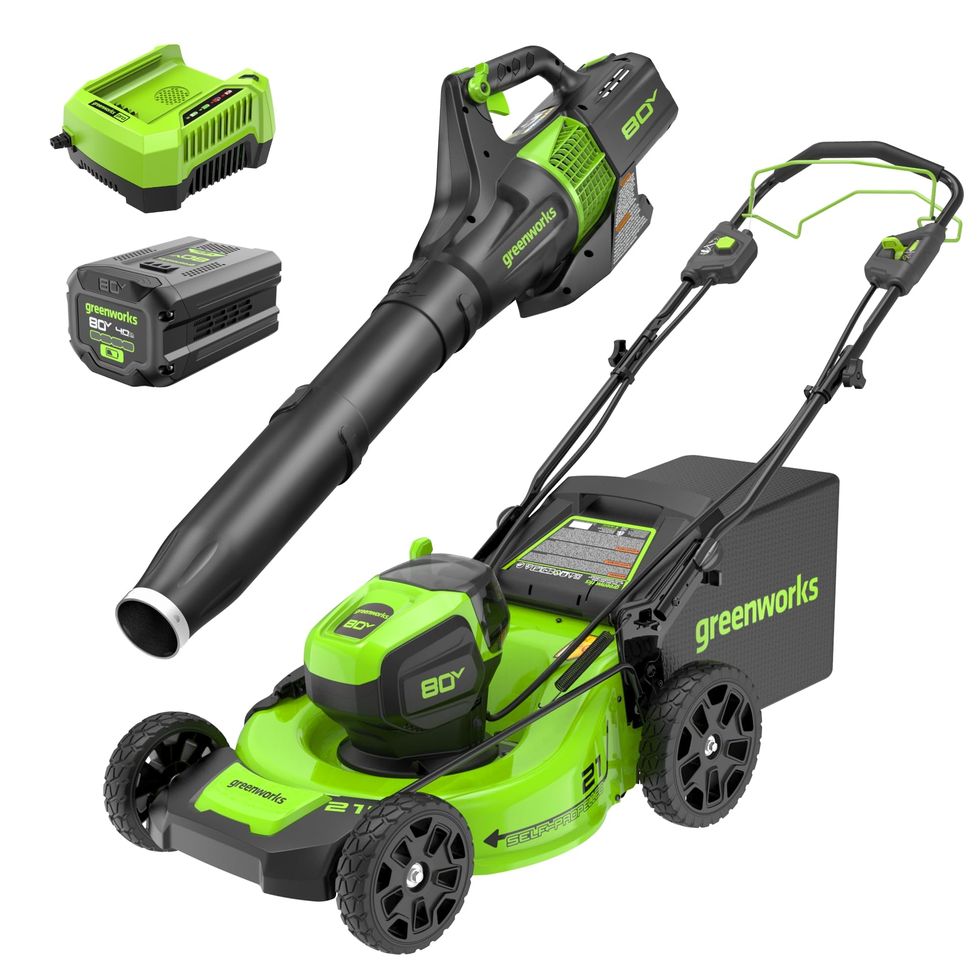 80V 21” Brushless (Self-Propelled) Cordless Electric Lawn Mower + (580 CFM) Axial Leaf Blower Combo Kit