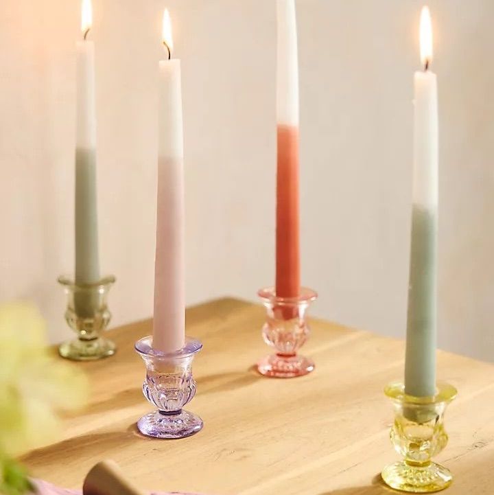 Tinted Glass Candlestick Holders