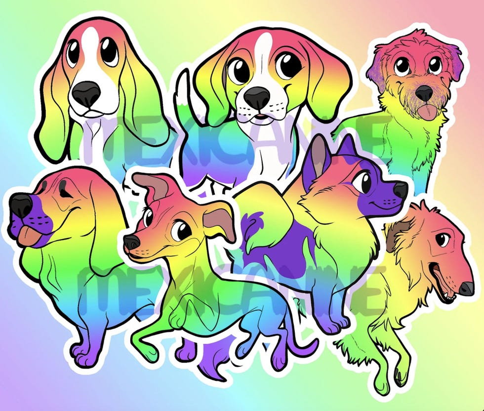 Rainbow Pride Dog Stickers