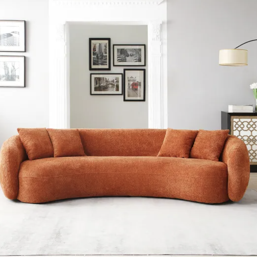 5-Seater Curved Boucle Sofa Couch