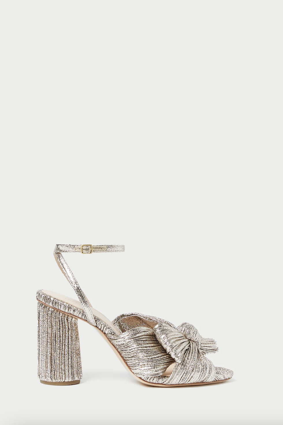 Camellia Champagne Pleated Bow Heel