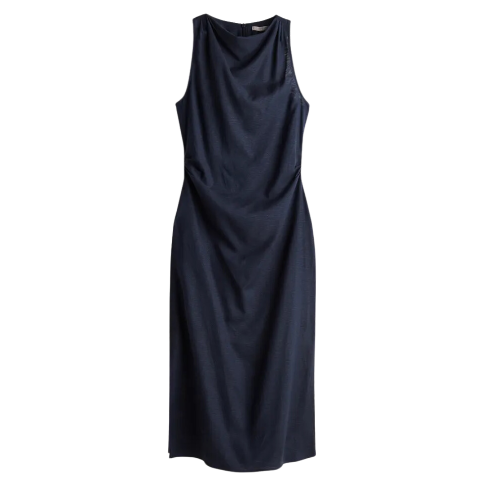 H&M gedrapeerde jurk van linnenmix