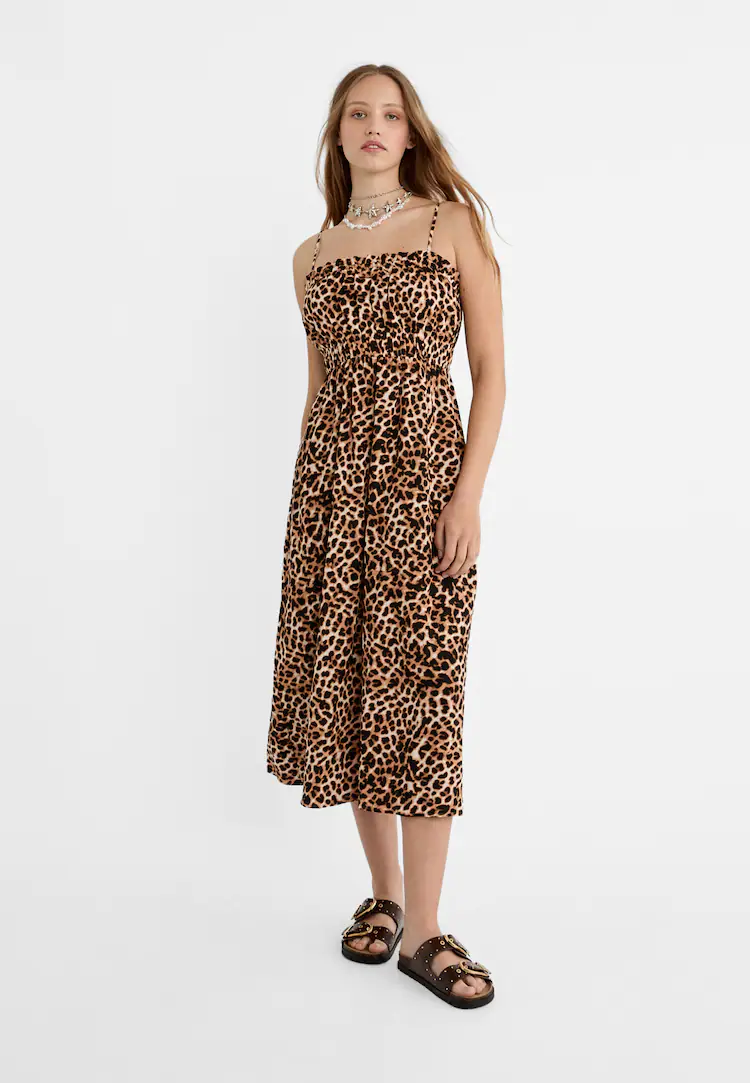 Vestido midi leopardo