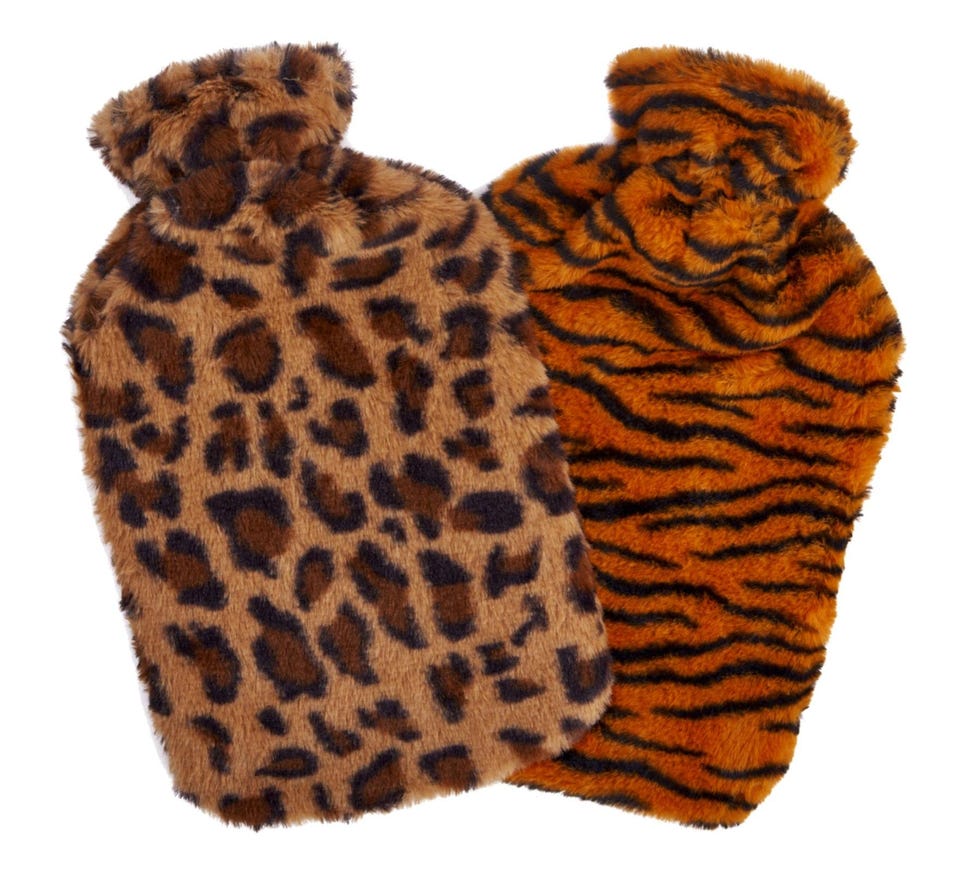 2 x Hot Water Bottles with Soft Faur Fur Fleece Cover