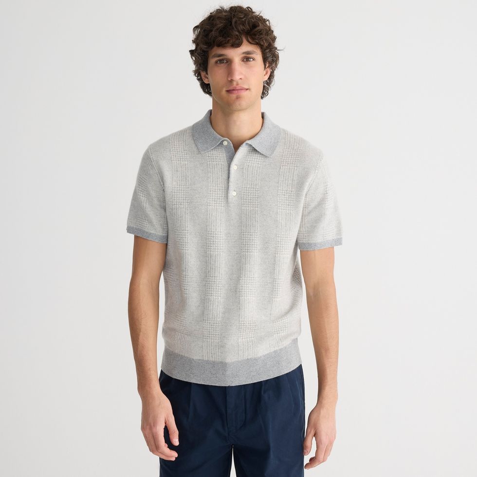 Short-Sleeve Cashmere Sweater Polo