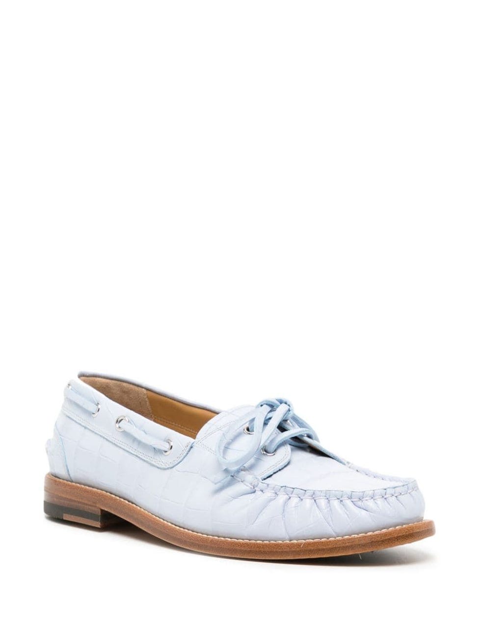 Embossed-Crocodile Leather Boat Loafers