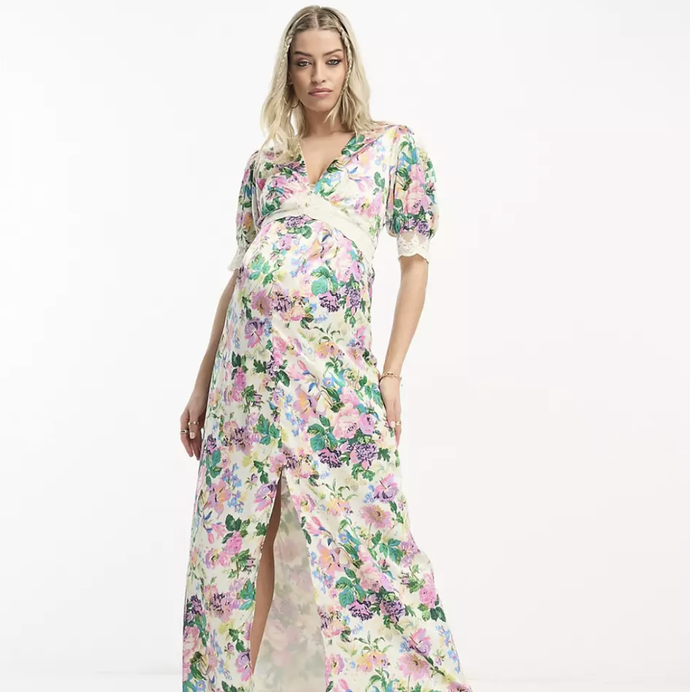 Maternity Ruffle Wrap Maxi Dress