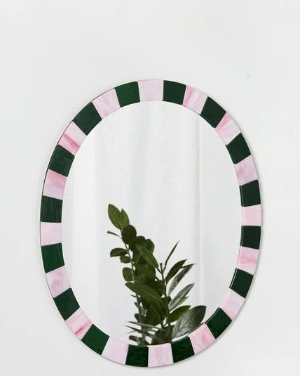 Alyssa Pink & Green Glass Wall Mirror