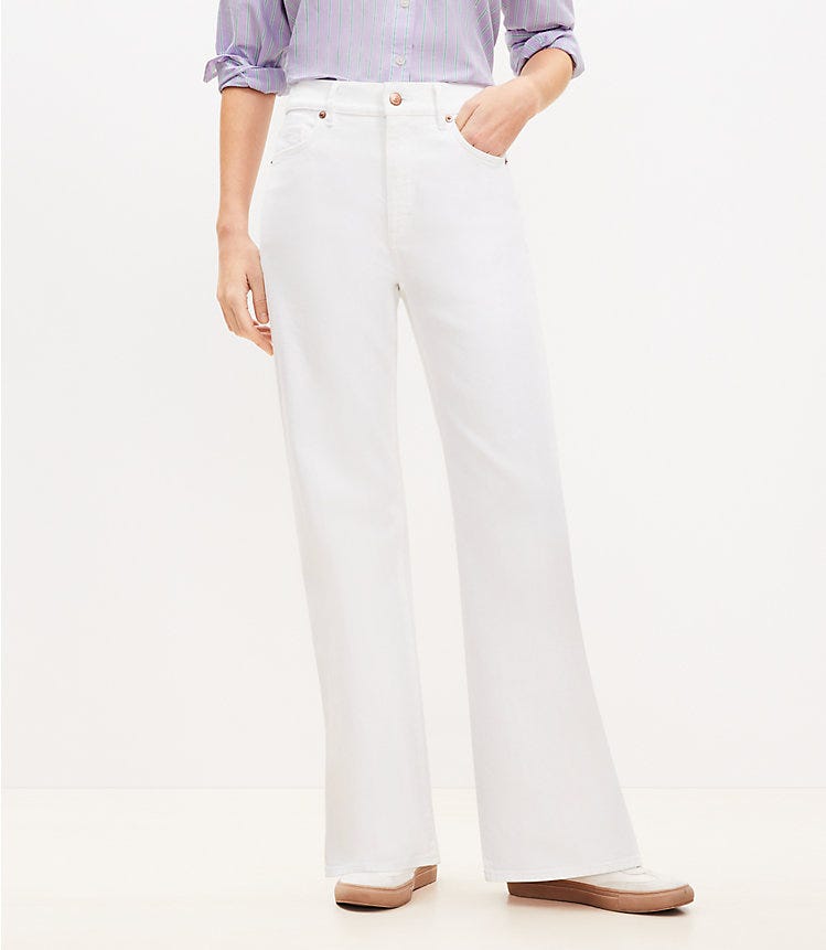 Petite High-Rise Wide Leg Jeans in White