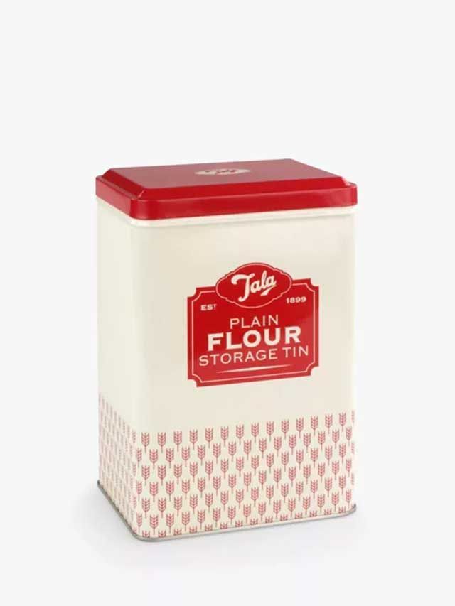 Originals Plain Flour Storage Tin, Red/Cream
