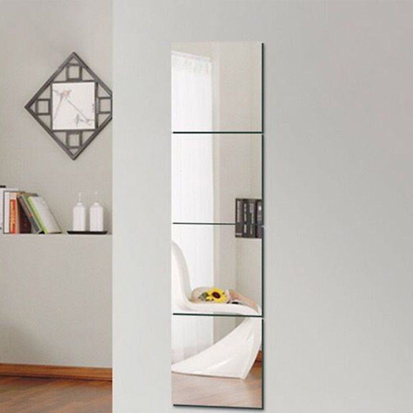 Set of 4 square frameless wall mirror tiles