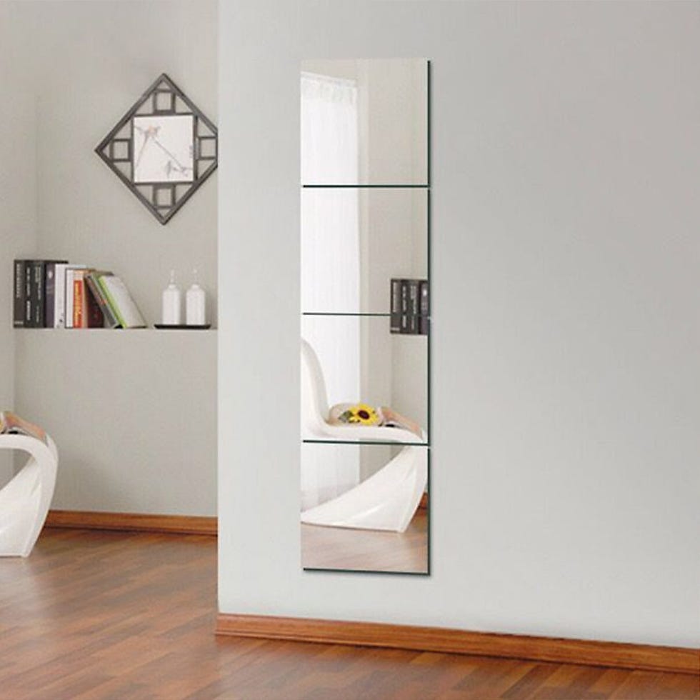 Set of 4 square frameless wall mirror tiles