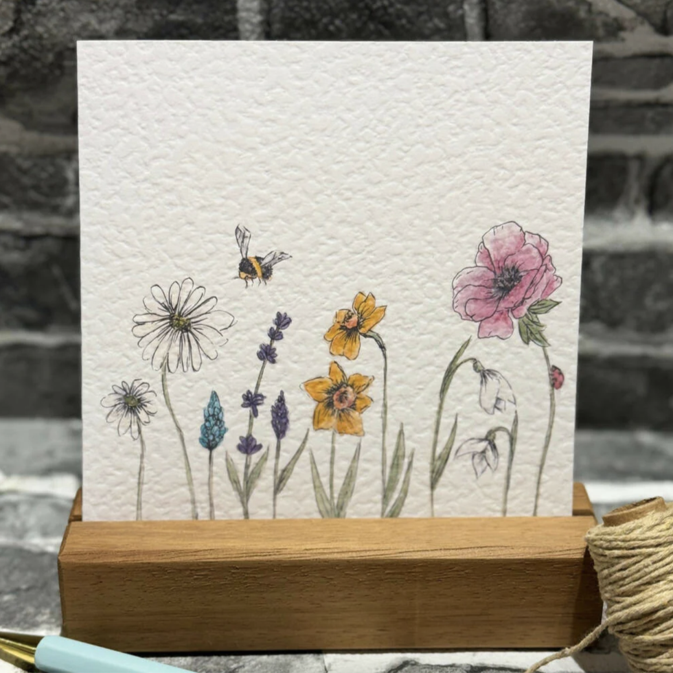 Watercolour Flower Meadow Greetings Card