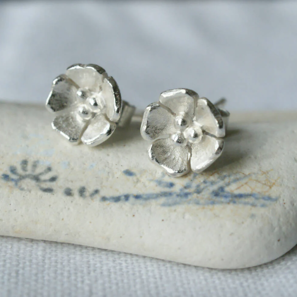 Sterling Silver Blossom Flower Earrings