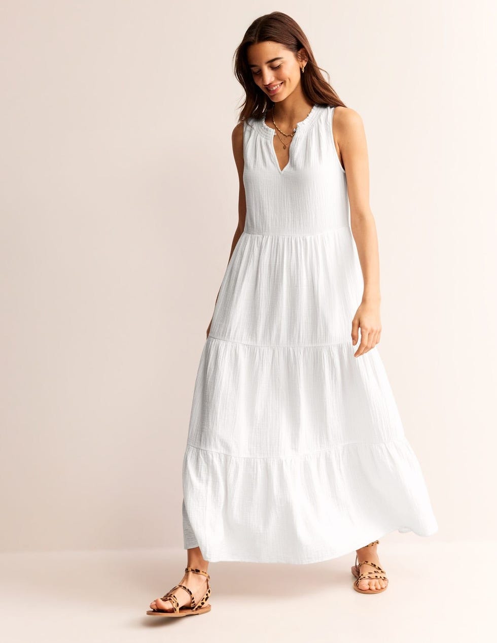 Double Cloth Maxi Tiered Dress