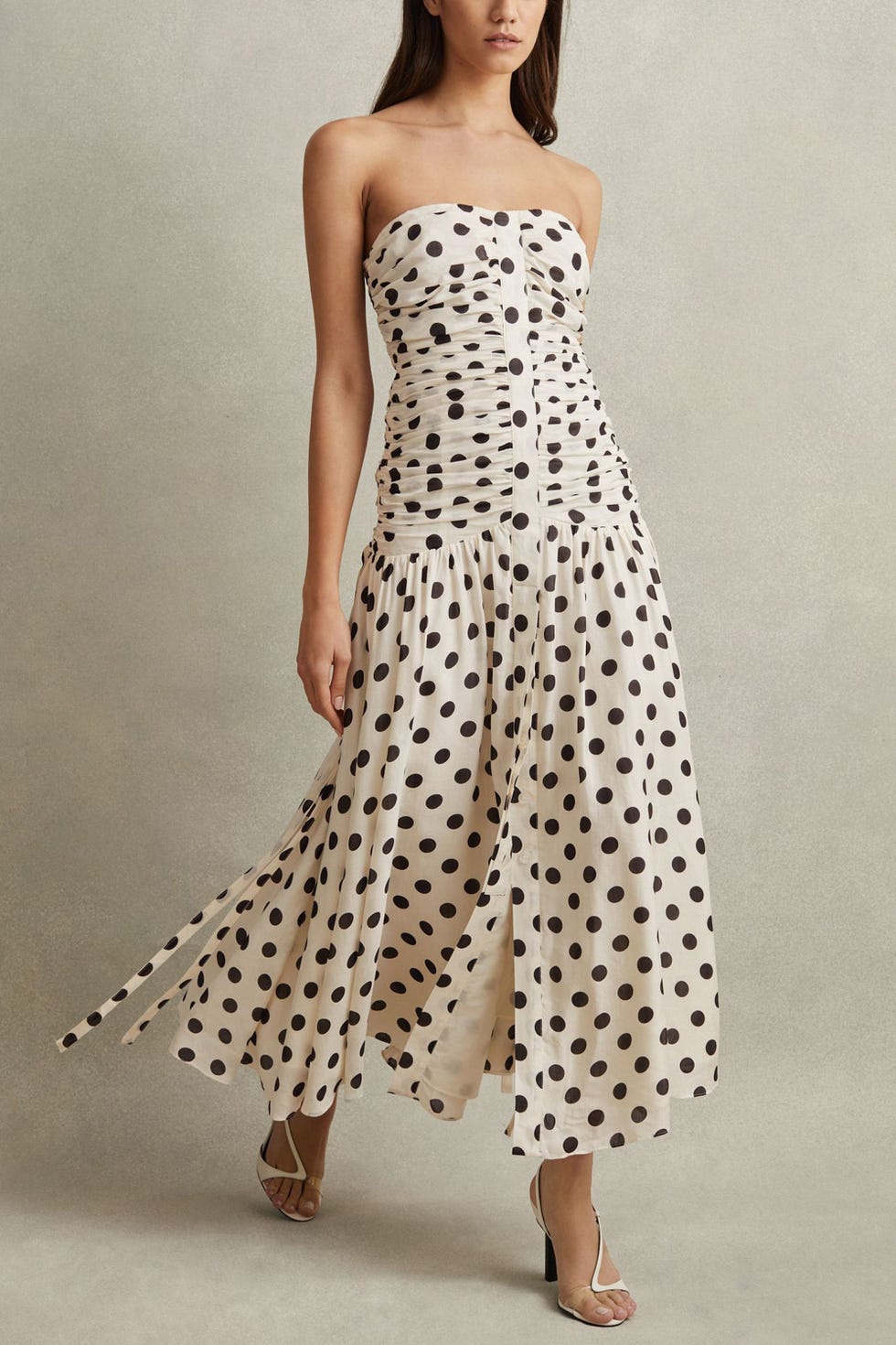 Shimmering Polka Dots Soft Pink Strapless Dress Shimmering Polka Dots Soft Pink Strapless Dress