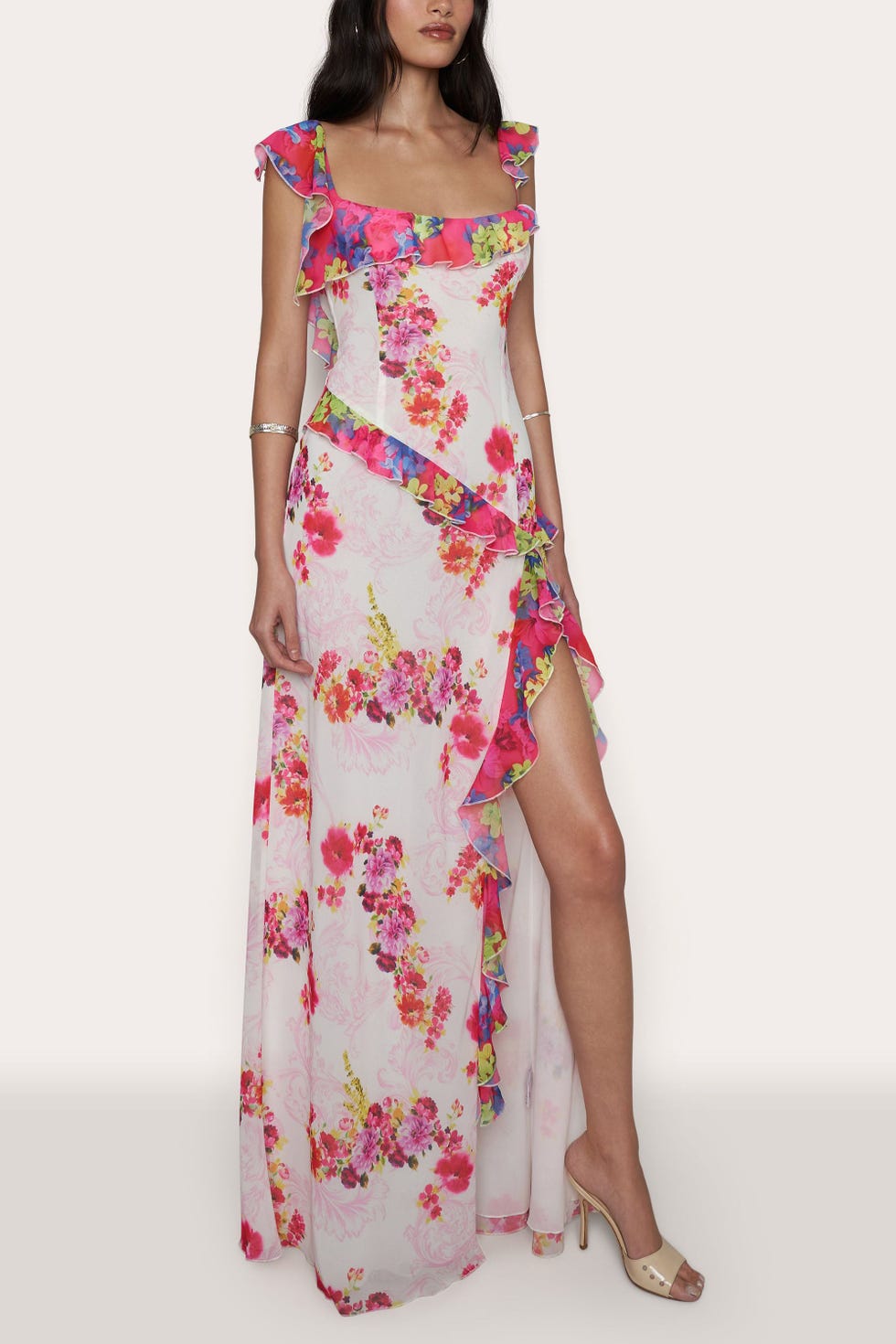 Avila Printed Ruffle Gown Avila Printed Ruffle Gown
