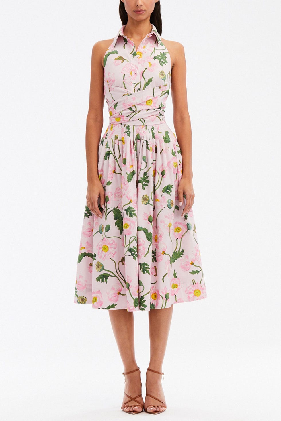 Painted Poppies Cotton Poplin Halter Dress Painted Poppies Cotton Poplin Halter Dress