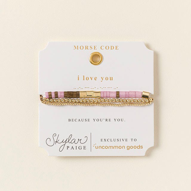 "I Love You" Morse Code Bracelet Stack