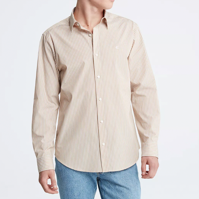 Contrast Stripe Classic Button-Down Shirt