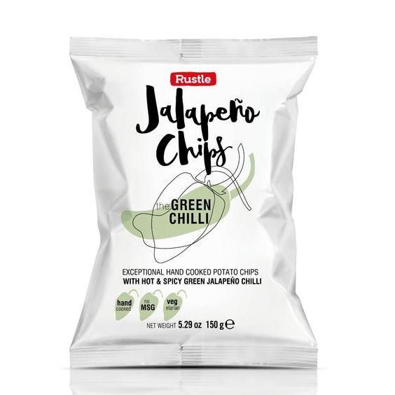 Rustle Hand Cooked Potato Crisps with Hot & Spicy Green Jalapeno Chilli
