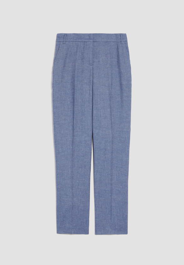 Pantalone slim azzurro mélange in lino e cotone, MAX&Co
