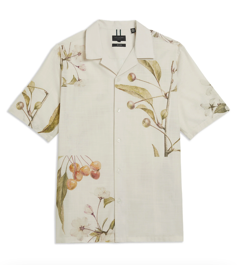 Short Sleeve Cream Botanical Shirt