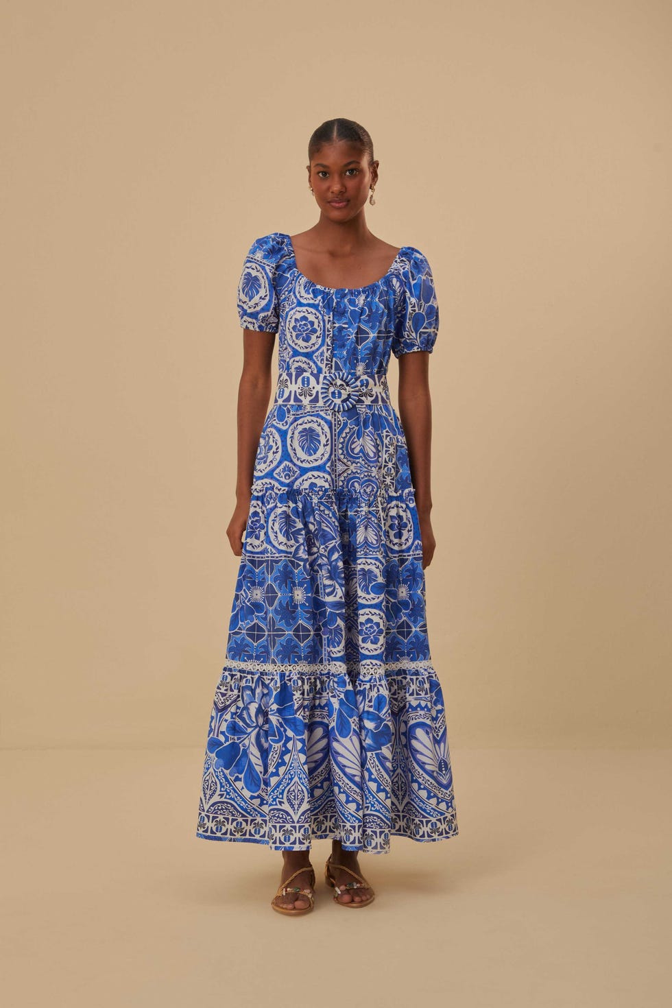 FARM Rio Blue Tile Dream Maxi Dress