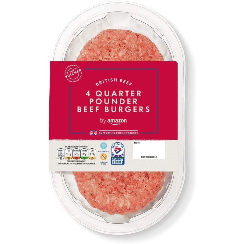  by Amazon 4 Quarter Pounder Beef Burgers, 454g