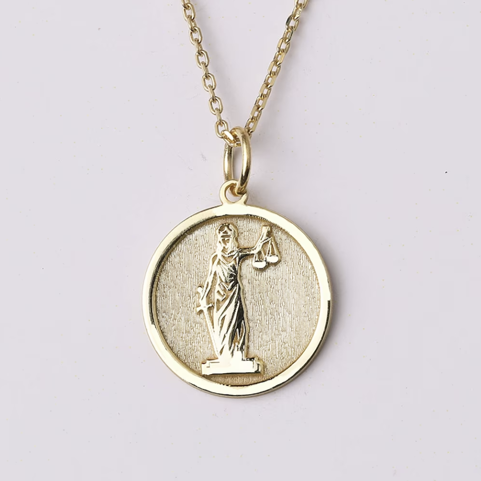 14k Gold Lady Justice Necklace
