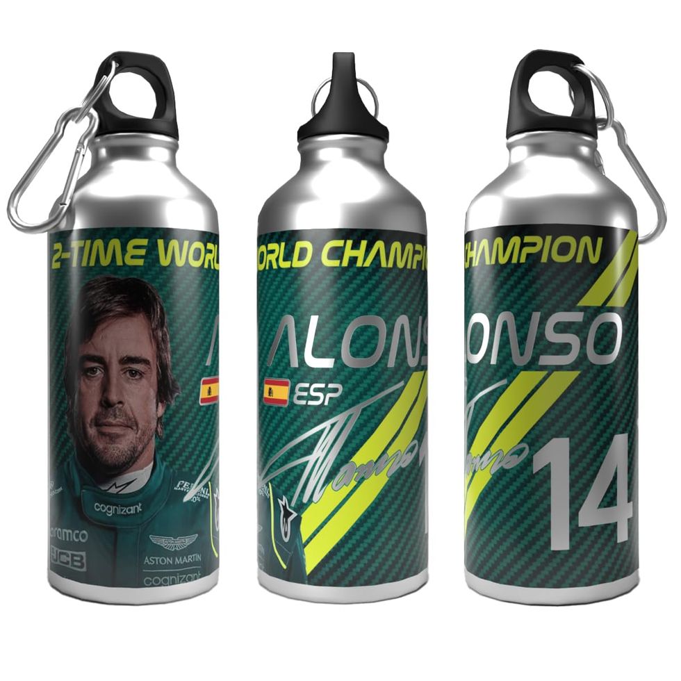 Partisan Alonso - Botella de agua con 2 tapas (aluminio, 600 ml), color plateado