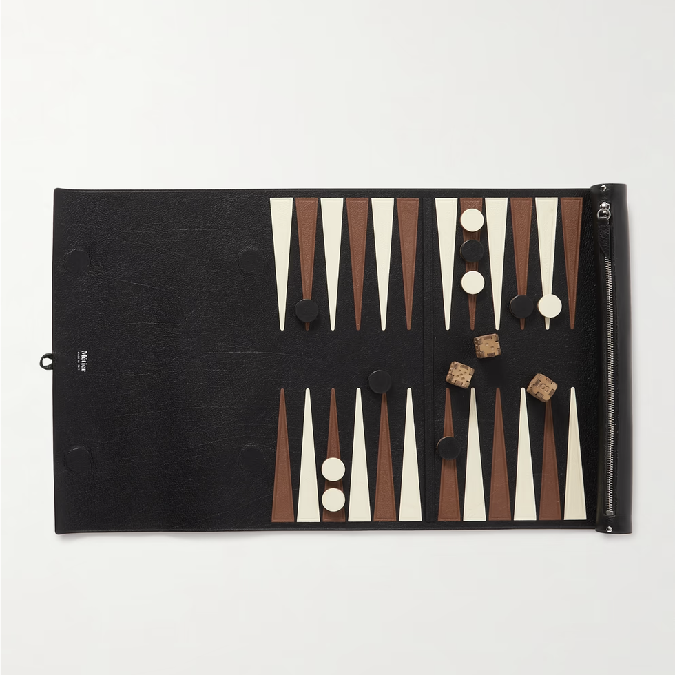 Portable Leather Backgammon Set
